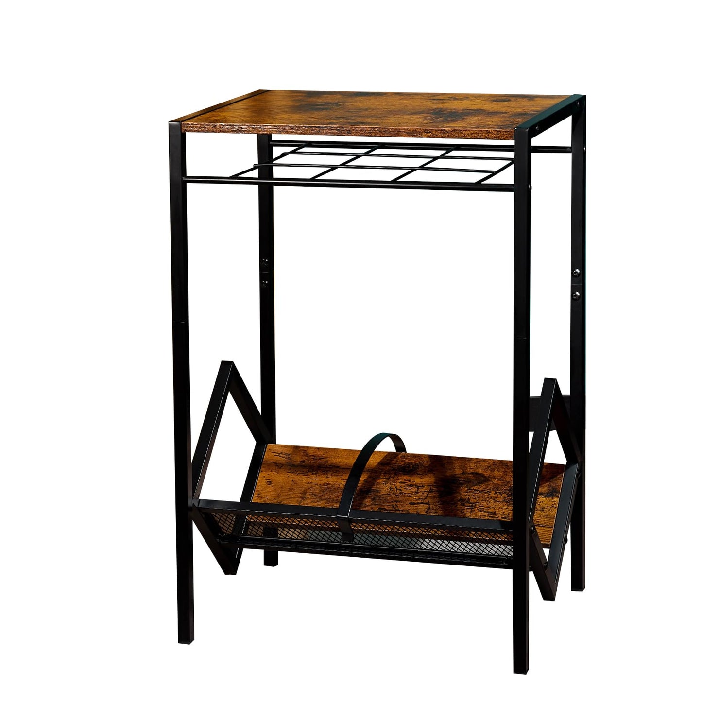 2-Tier Record Player Stand with Vinyl Storage,Retro Turntable Stand for 80