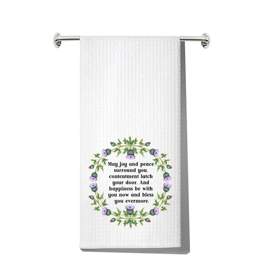 MYSOMY Scottish Thistle Kitchen Towel Scottish Blessing Towels Scottish Highlander Gifts Scotland Towel Scottish Blessing Gifts (May joy UK)