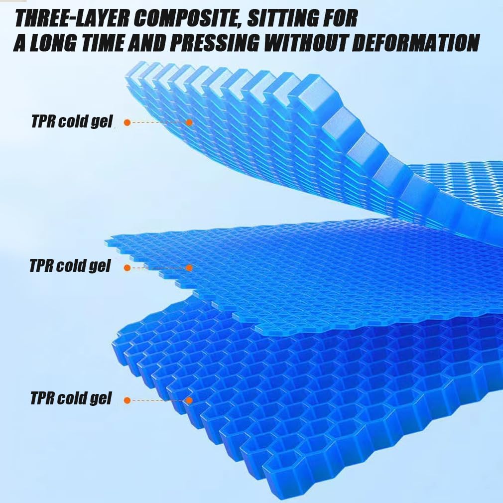 hzbaiyi Gel Seat Cushion, Honeycomb Thick Gel Cushion Pressure Cushions for Bottoms Soft Sitter Cushion Relieving Back Coccyx Pressure Seat Cushions