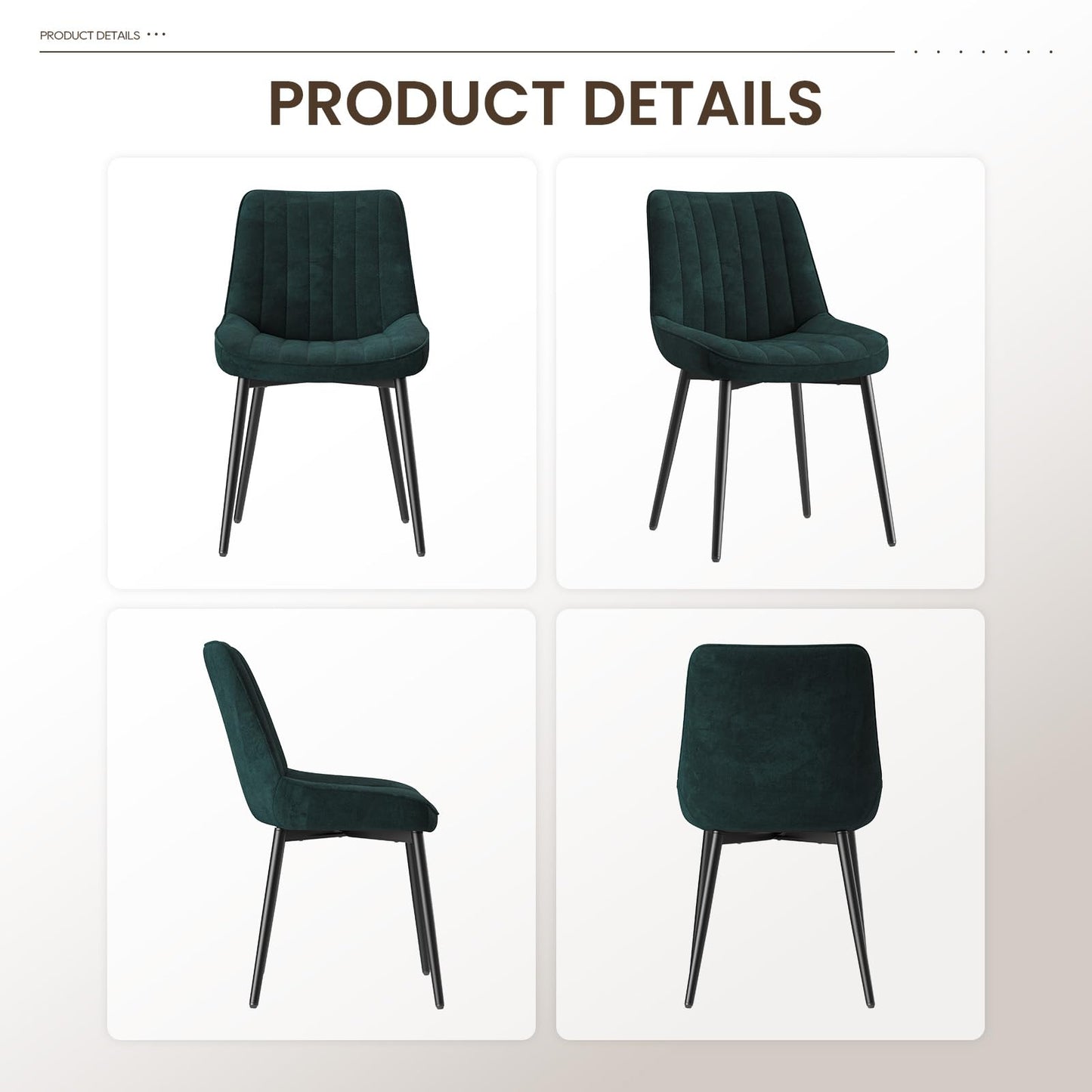 COLAMY Velvet Dining Chairs Set of 4, Velvet Chairs for Dining Room with Metal Legs and Thick Seat Cushion