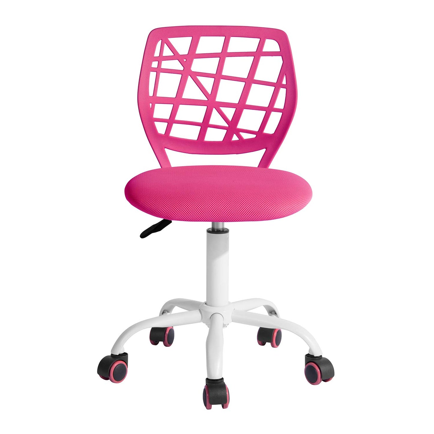FurnitureR Small Video Game Chair, Ergonomic Desk Chair without Armrests, Compact Swivel Chair with Seat Height Adjustment and Quiet Rubber Wheels