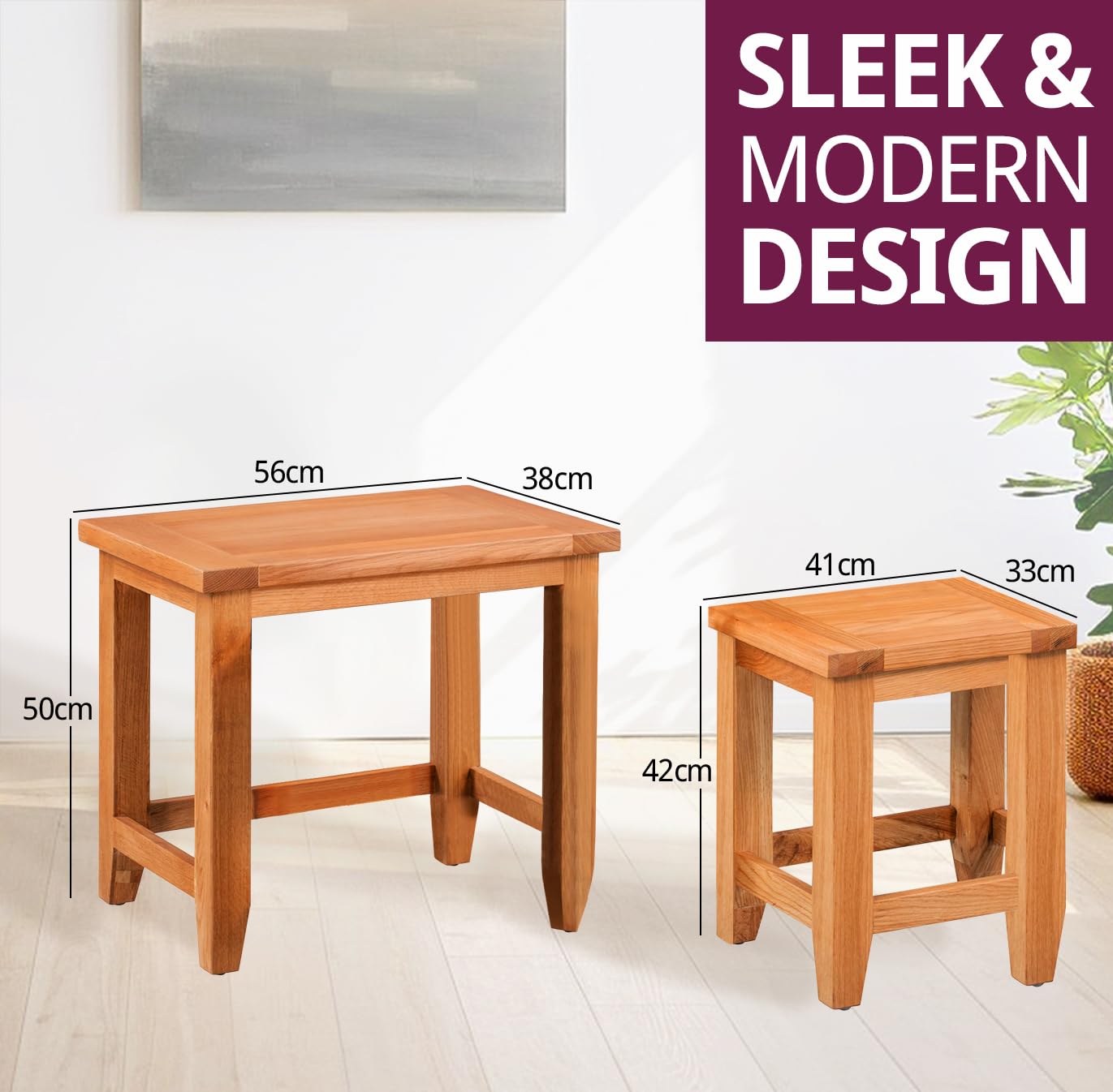 Hallowood Furniture Cotswold Oak Nest of Tables Set of 2, Fully Assembled