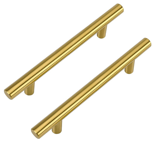 LONTAN 12 Pack Gold Cupboard Handles 128mm Gold Kitchen Handles Drawer Pulls Cupboard Door Pulls for Cabinet Wardrobe Bathroom Stainless Steel