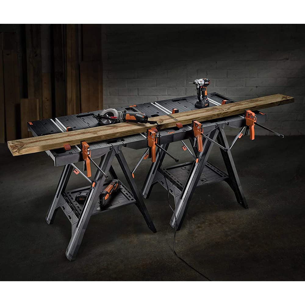 Worx WX051 Pegasus - Foldable Work Table (787 mm x 635 mm x 812 mm), Black