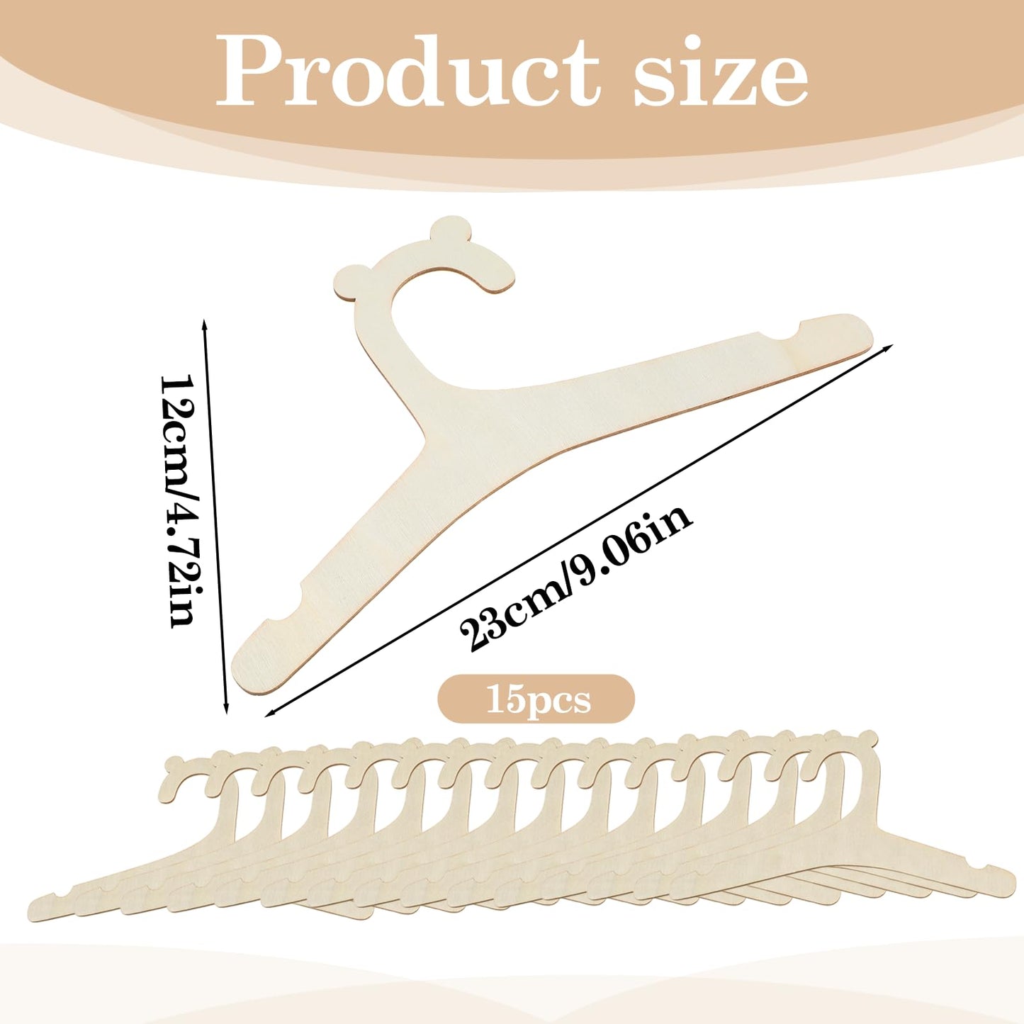 LIQWEI 15 Pcs Wooden Baby Clothes Hangers, 9 Inch Baby Pant Hanger Ganchos Para Ropa De Bebe, Newborn Child Hangers for Nursery Kids Coats