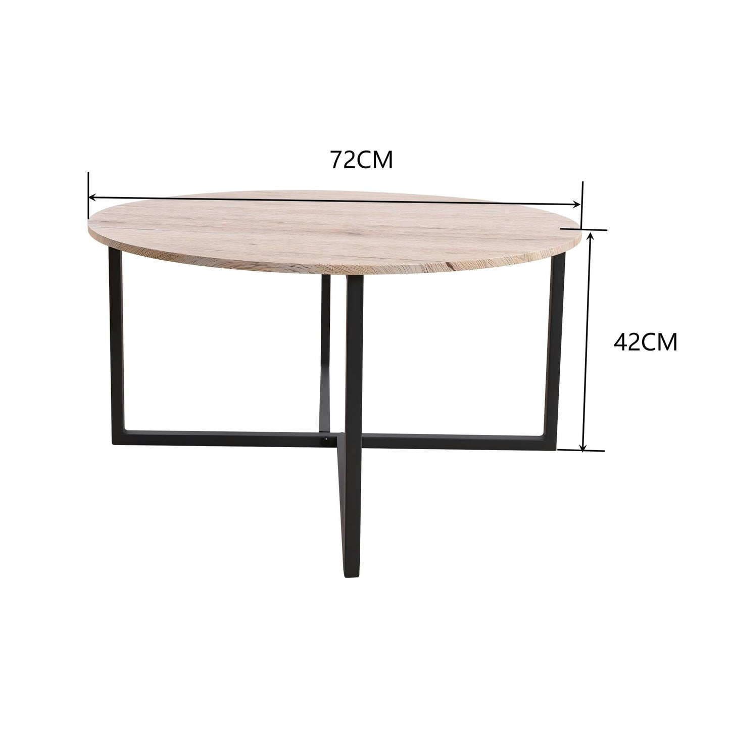 HOJINLINERO Round Coffee Table Tea Table End Table Sofa Table for Living Room,Industrial Style Cocktail Table,Durable Metal Frame with Wood Look