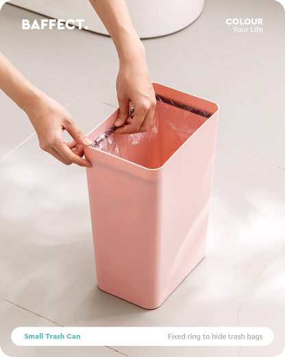 Baffect Small Trash Can with Lid Waste Basket Bathroom Garbage Can Dorm Room Essentials for Bedroom, Office, College-2.1 Gallon Pink