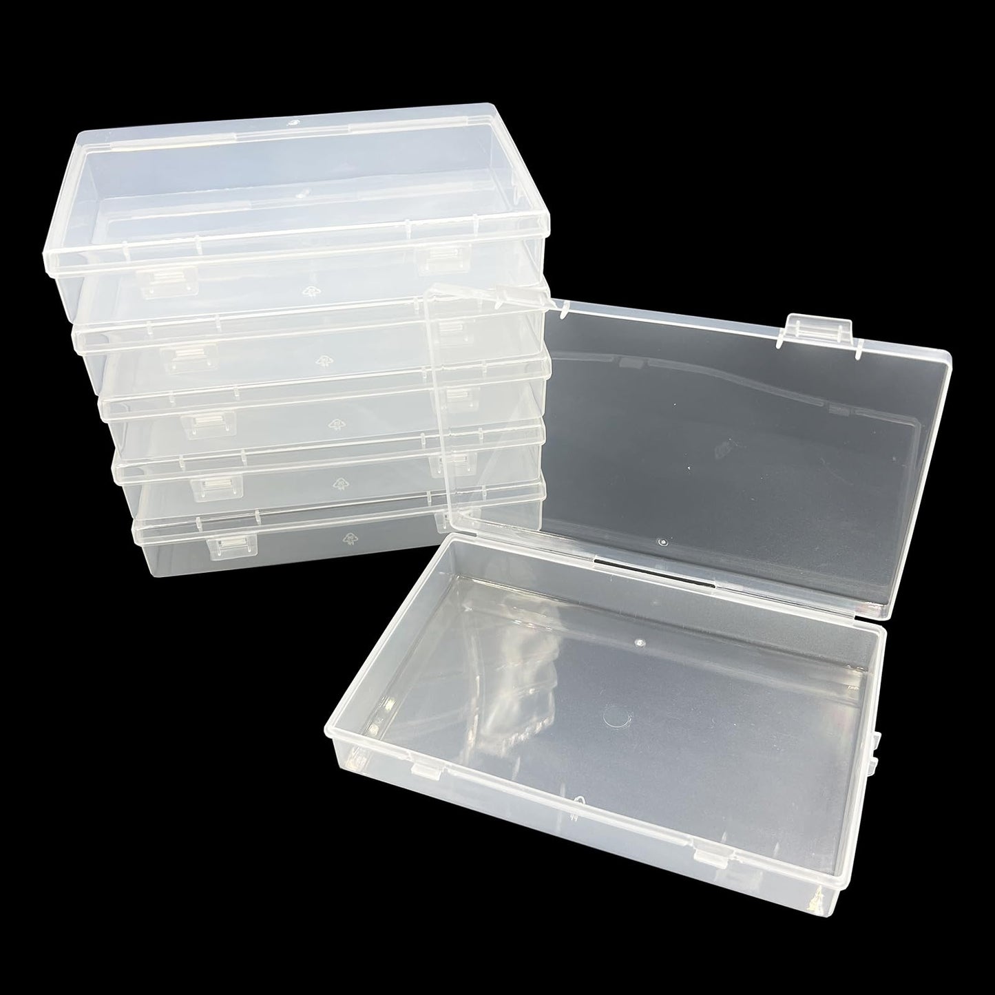 DUGYIRS 6 Pieces Storage Box with Hinged Lid,Rectangular Transparent Plastic Storage Container Box for Beads and Jewelry, Small Items