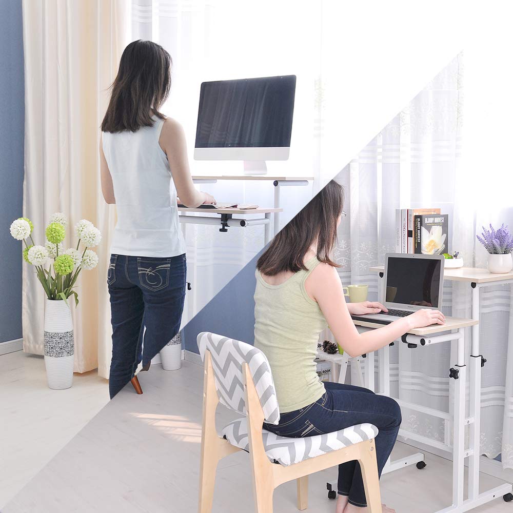 sogesfurniture Adjustable Stand Up Desk Computer Desk Workstation Sit-Stand Desktop Standing Desk for Home Office,60x 30x 70-115cm,Maple BHEU-101-MP