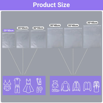 Svaldo Clear Zip Bags for Travel, 25Pcs 25 * 30cm Bikini Organiser Bags, Resealable and Reusable, Plastic Pouches for Swimsuit, Underwear, Cosmetics