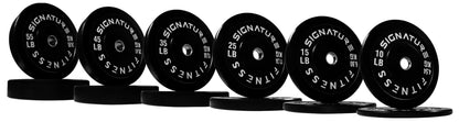 Signature Fitness 2" Olympic Bumper Plate Weight Plates with Steel Hub, 45LB, Pair