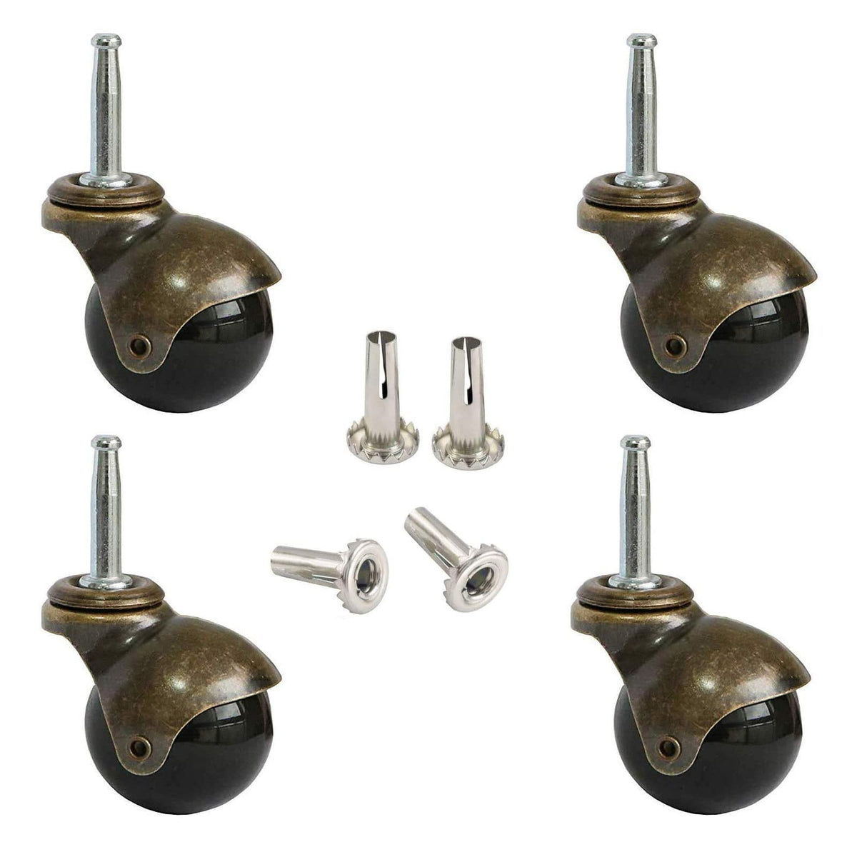 Antique Furniture Caster Wheels, 2 inch Ball Casters Plate Casters, Vintage Swivel Caster Ball Wheels with Top Mounting Plate for Sofa Chair Cabinet