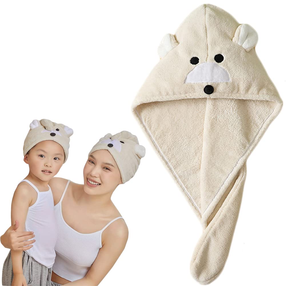 Cysocool Anti-Frizz Women Ladies Hair Towel Absorbent Quick Drying Hair Turban Towel with Button Wet Hairs Dryer Cap Ultra Soft Drying Towel Wrap