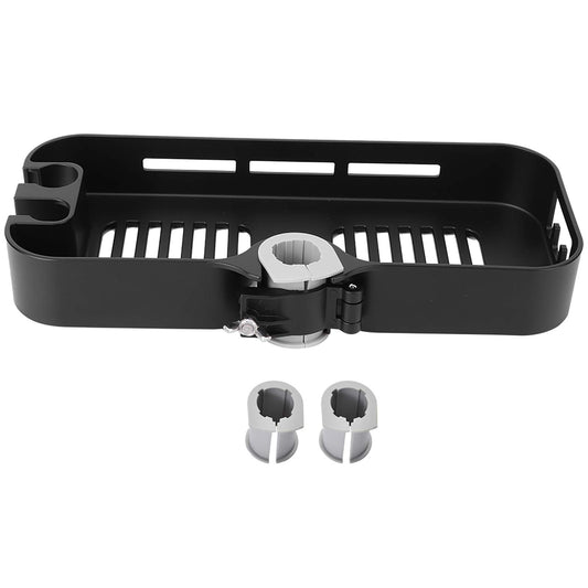 Fdit Shower Pole Storage Rack With Shower Head Holder Clip-on Storage tray for Bathroom Accessory (Matte Black)