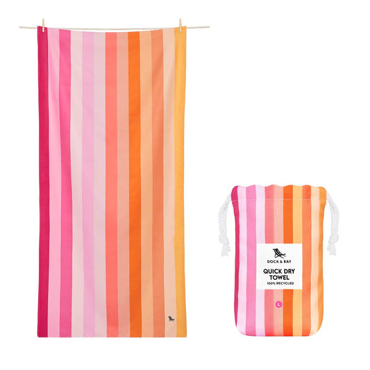 Dock & Bay Beach Towel - Quick Dry, Sand Free - Compact, Lightweight - 100% Recycled - Includes Bag - Summer - Miami Sorbet - Extra Large (200x90cm,