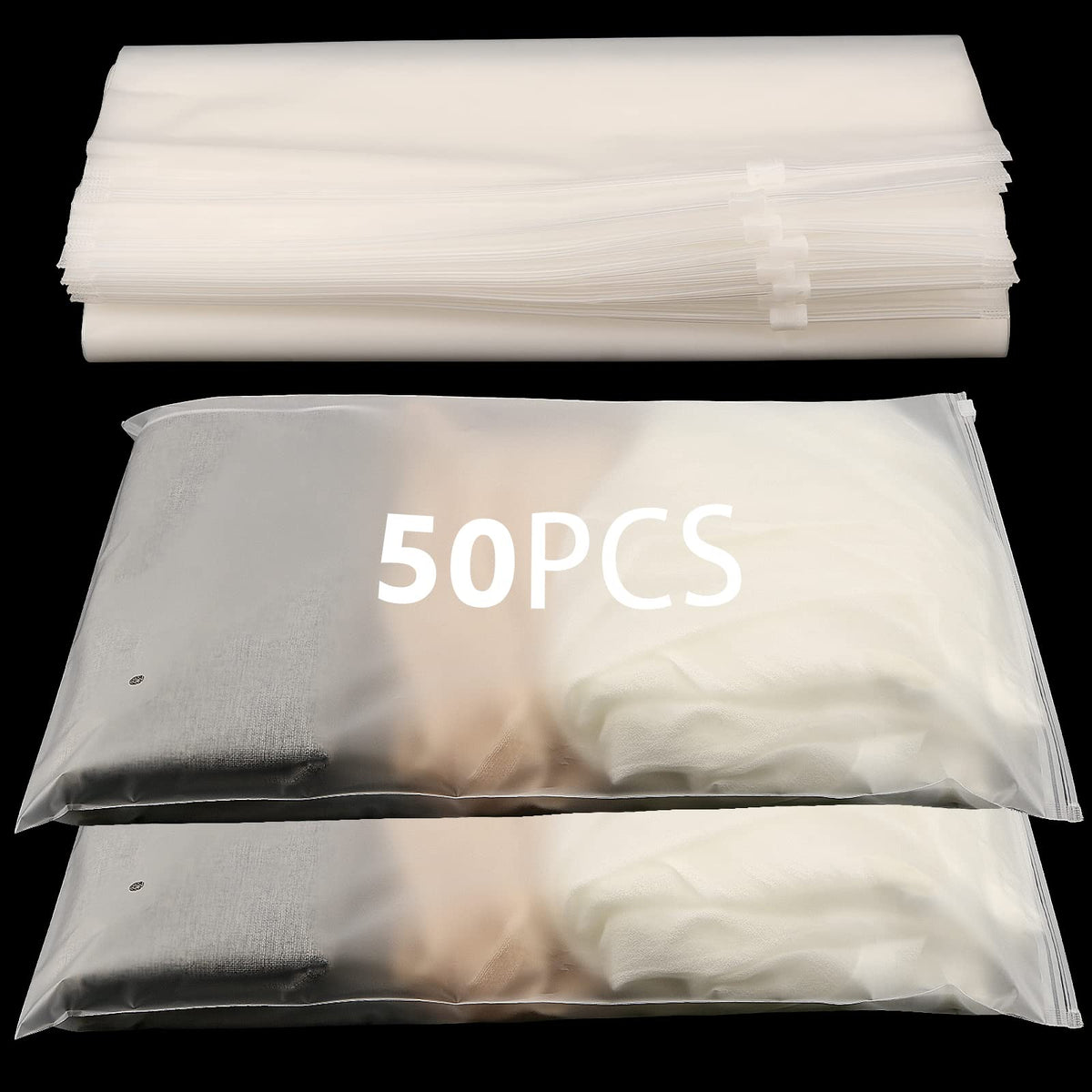 HAKZEON 50 PCS 30 x 40 cm Travel Storage Ziplock Clothes Bags, Frosted Plastic Zip lock Resealable Bag