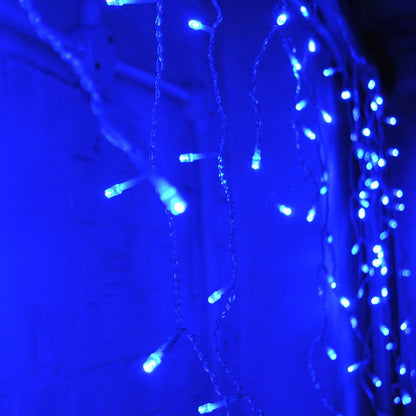 JnDee Safe Voltage Fully Weatherproof Icicle Christmas Fairy Lights BLUE 400 LED 10M Wide 80 Drops Plus a Massive 10M Lead Cable, 8 Modes, Memory &