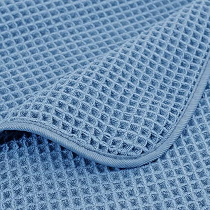 POLYTE Microfibre Quick Dry Lint Free Bath Sheet, 89 x 178 cm, Set of 2 (Blue, Waffle Weave)