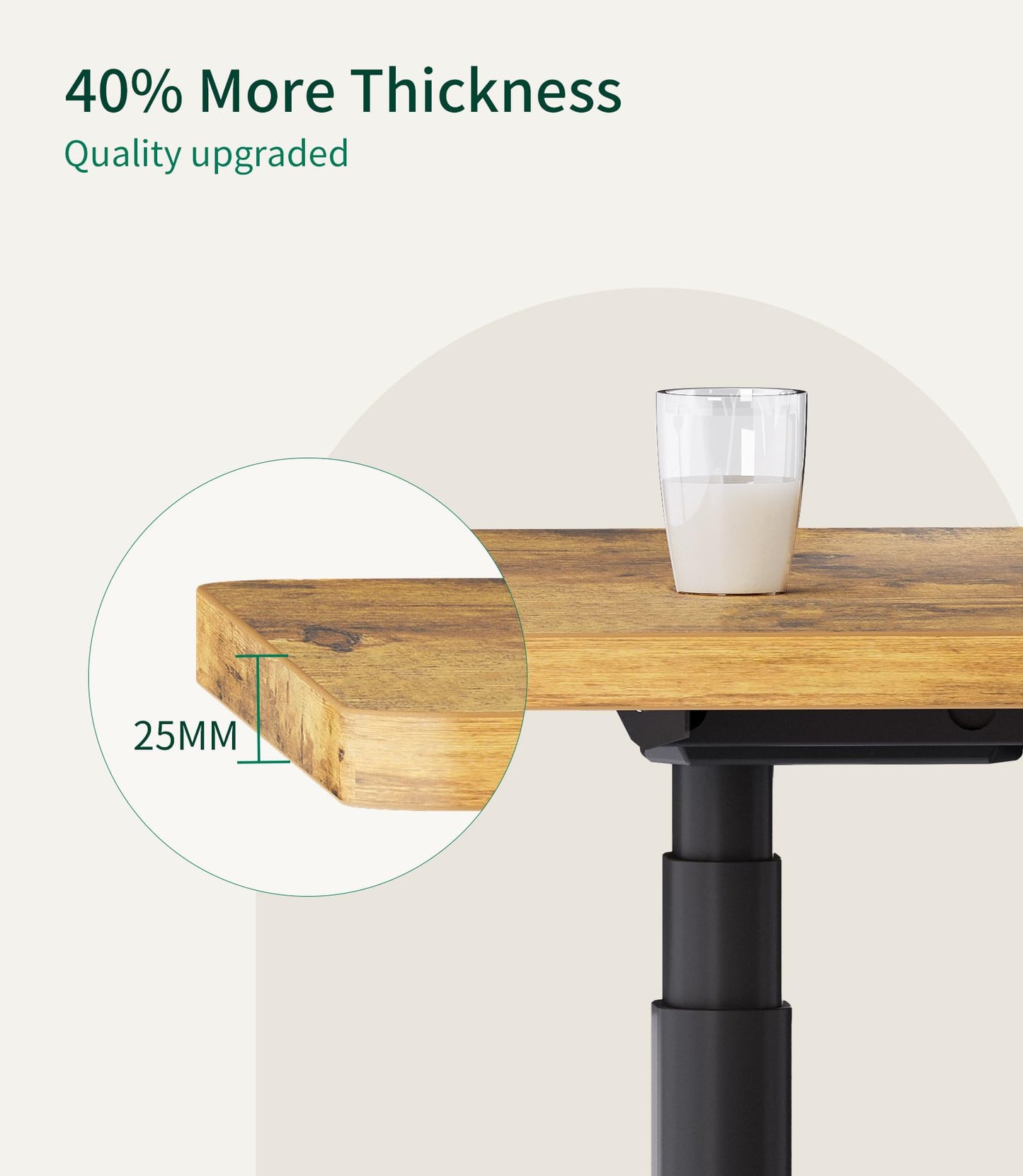 MAIDeSITe Table Top,Desktop for Height Adjustable Electric Standing Desk,Vintage,180 * 80 * 2.5 cm