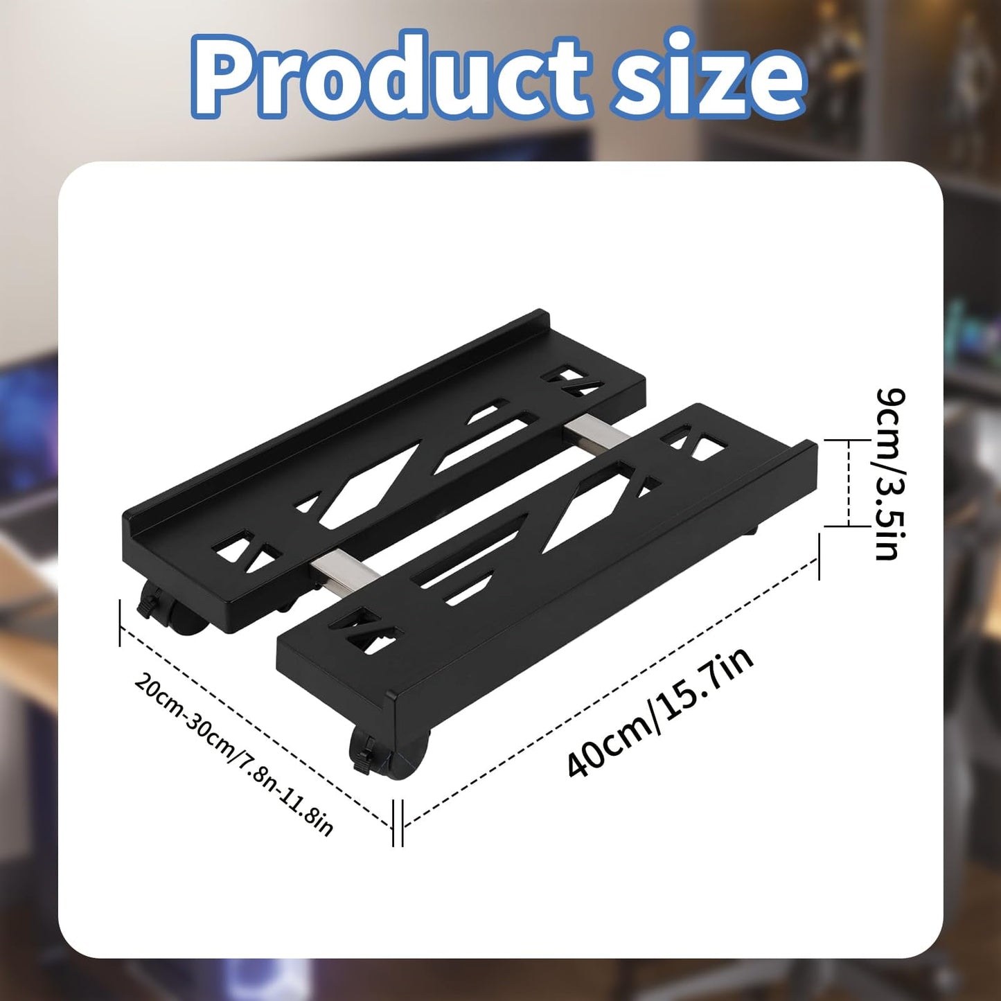 Eidoct Adjustable Under Desk Computer Tower Holder Mobile Pc Stand with 4 Wheels Fits Most PC (Multi-hole)