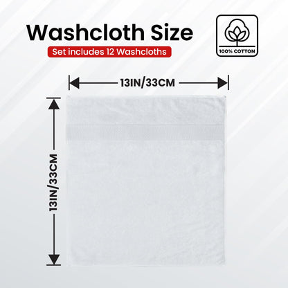 Infinitee Xclusives 100% Cotton Luxury Wash Cloths for Showering - 12 Pack