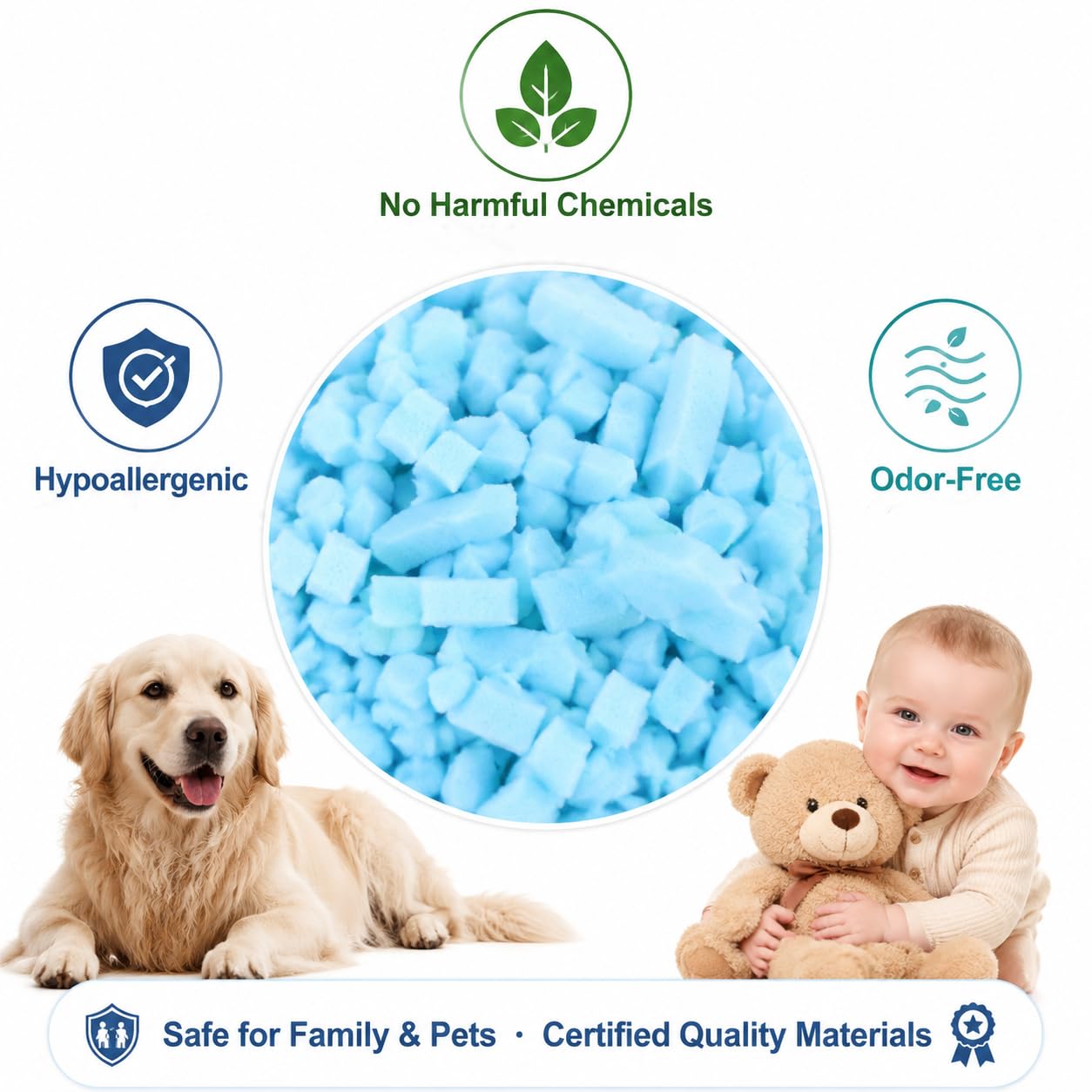 Hiceeden 4.5KG Shredded Memory Foam Filling, Bean Bag Filler with Gel, Soft and Comfortable Pouf Pillow Foam Stuffing for Ottoman, Cushion, Dog Bed