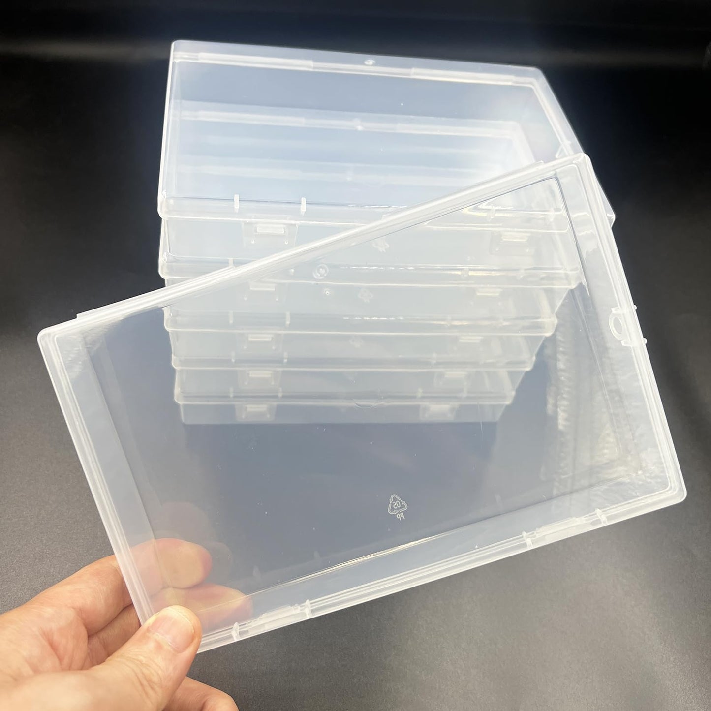 DUGYIRS 6 Pieces Storage Box with Hinged Lid,Rectangular Transparent Plastic Storage Container Box for Beads and Jewelry, Small Items