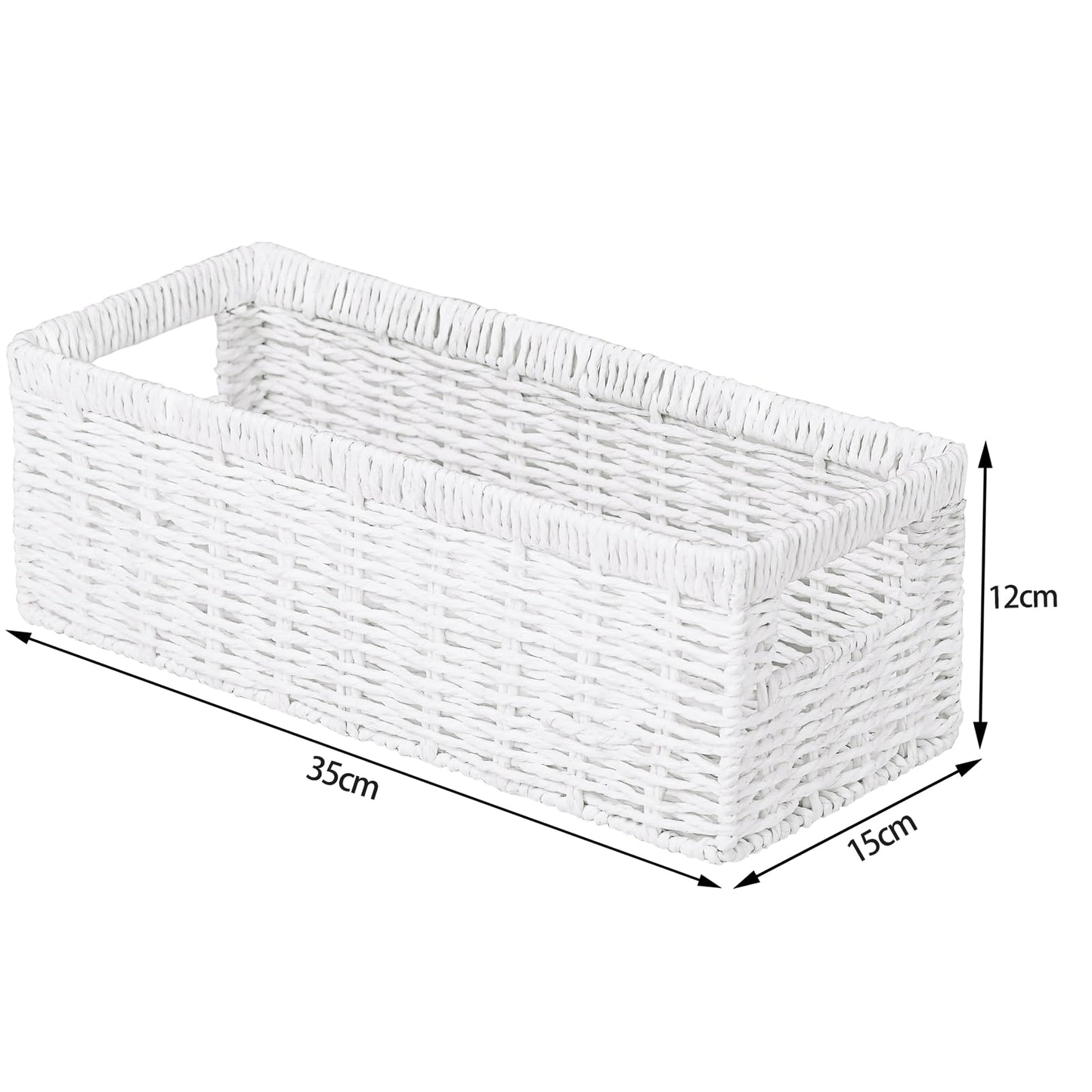 Vagusicc Wicker Storage Baskets with Handle, Handwoven Set of 2 Storage Baskets for Shelves, Wicker Organizer Basket, Toilet Paper Basket