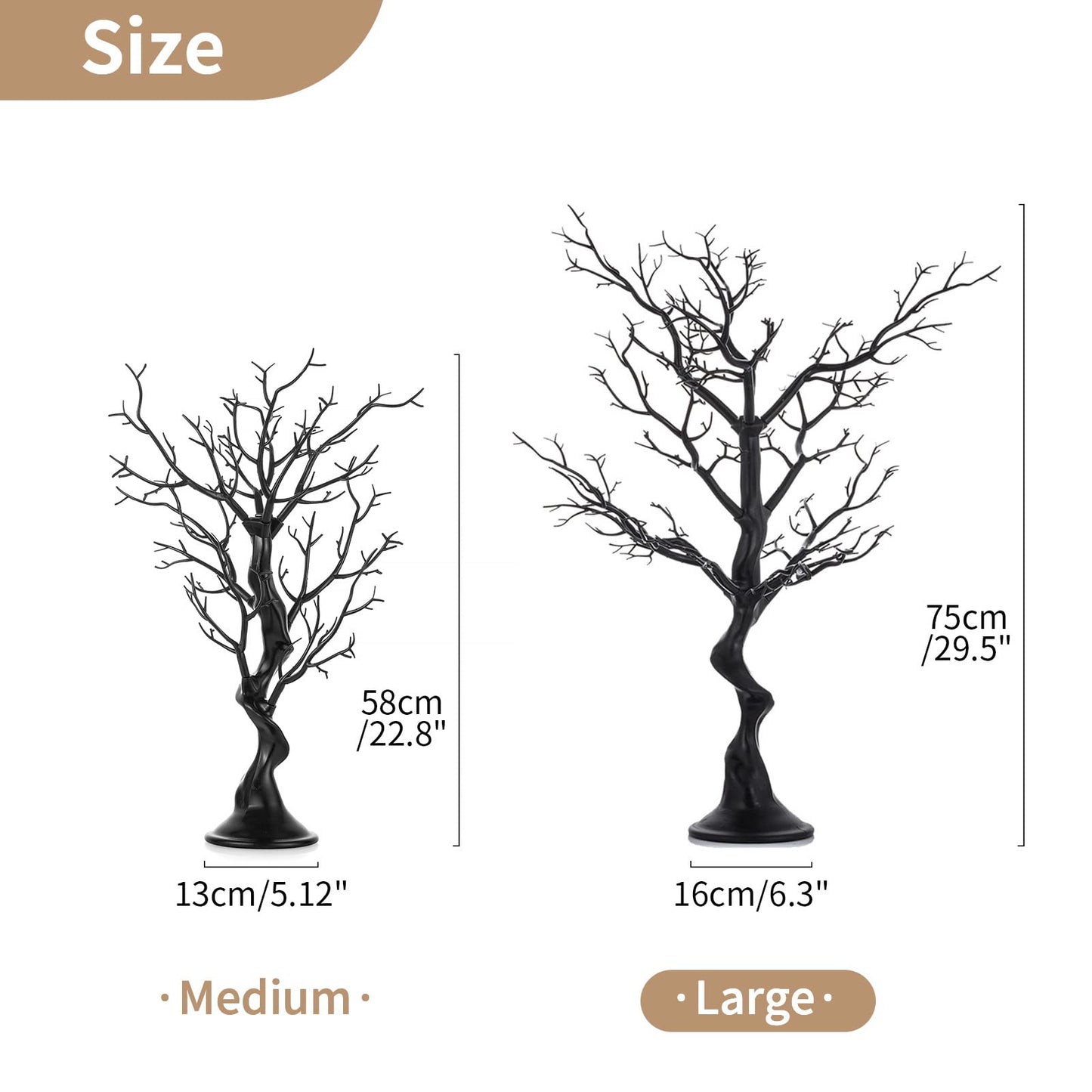 NUPTIO Halloween Tree Twig Black: 75cm Artificial Table Trees Xmas Christmas Easter Decoration Fake Tabletop Branch for Window Bedroom Holiday Party