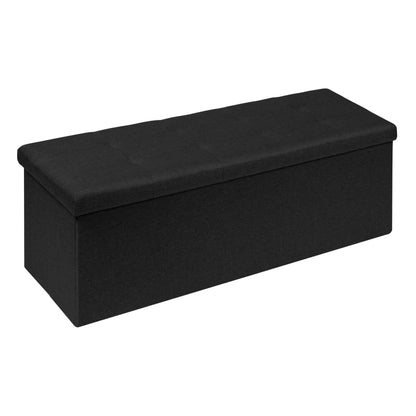 Bonlife 110cm Extra Large Ottoman Storage Box with Lid,Black Folding Toy Chest Boxes Bedroom End of Bed Storage Bench Footstools for Living Room