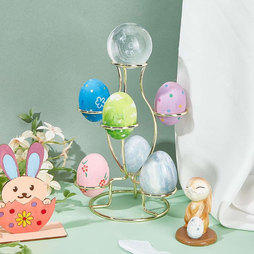NBEADS Crystal Ball Holders, 7 Eggs Display Stand Golden Iron Multi-Sphere Display Holder for Crystal Ball Sphere Globe Home Office Decor Ornament