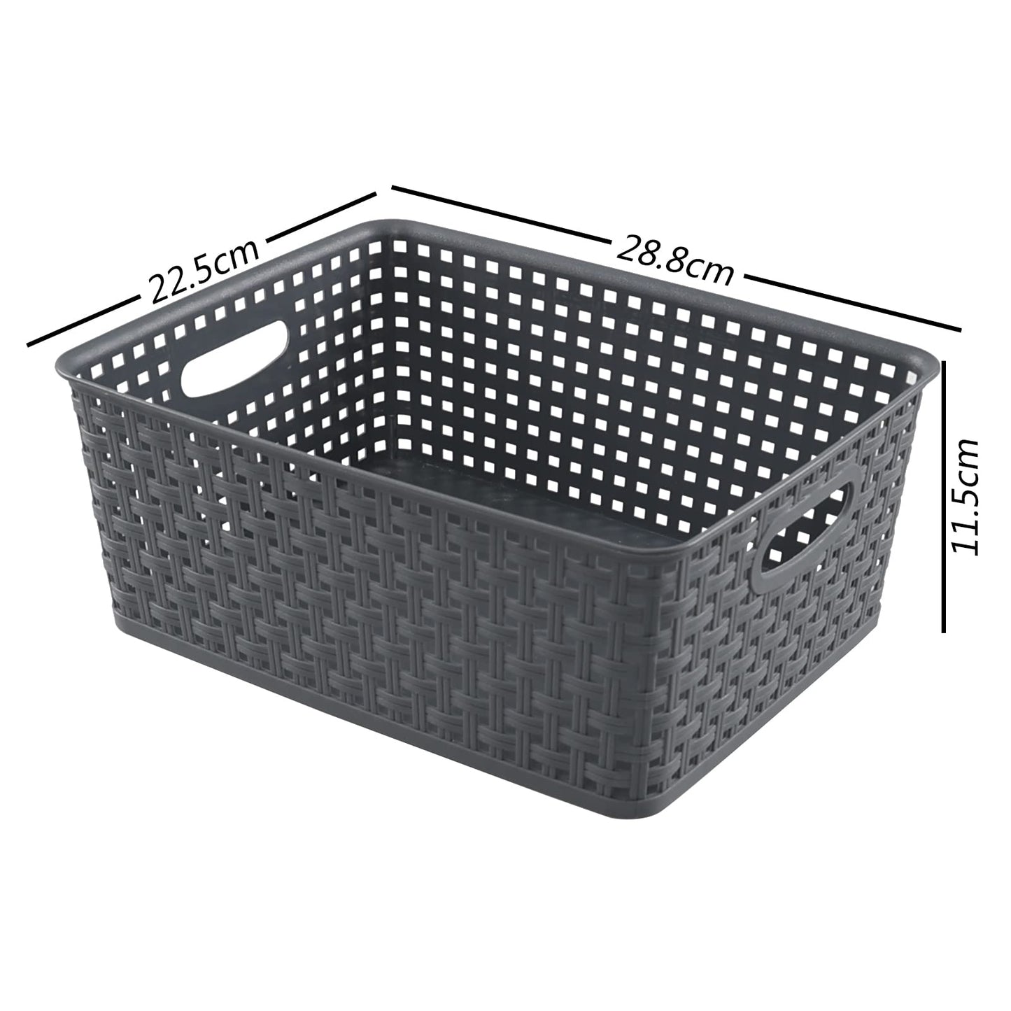 Ortodayes Weave Storage Basket, 6 Pack Small Plastic Baskets, Dark Grey, 8 L