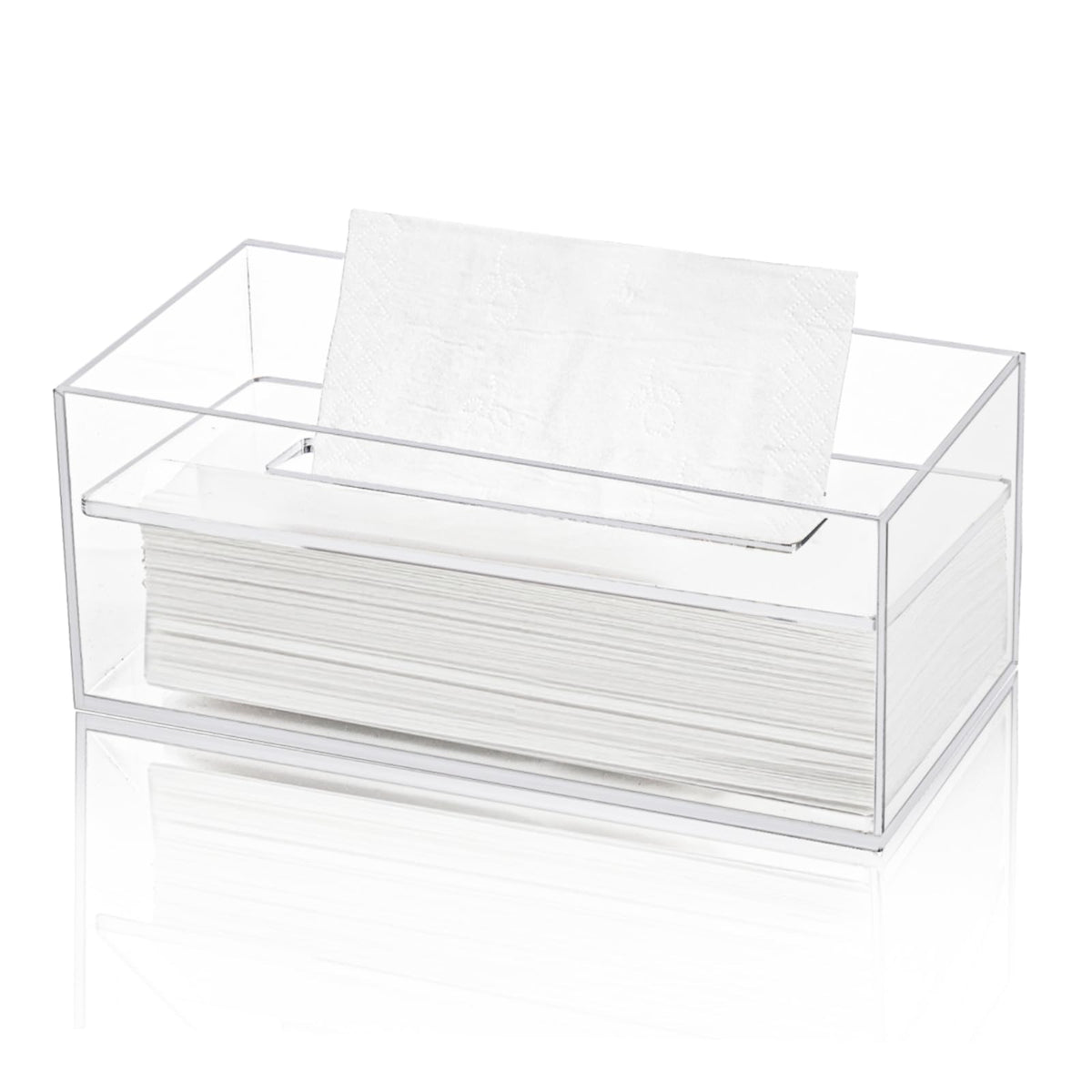 Dicunoy Clear Tissue Box Holder, Rectangular Acrylic Facial Paper Holder with Removable Cover, Napkin Dispenser for Vanity Counter, Dresser, Office