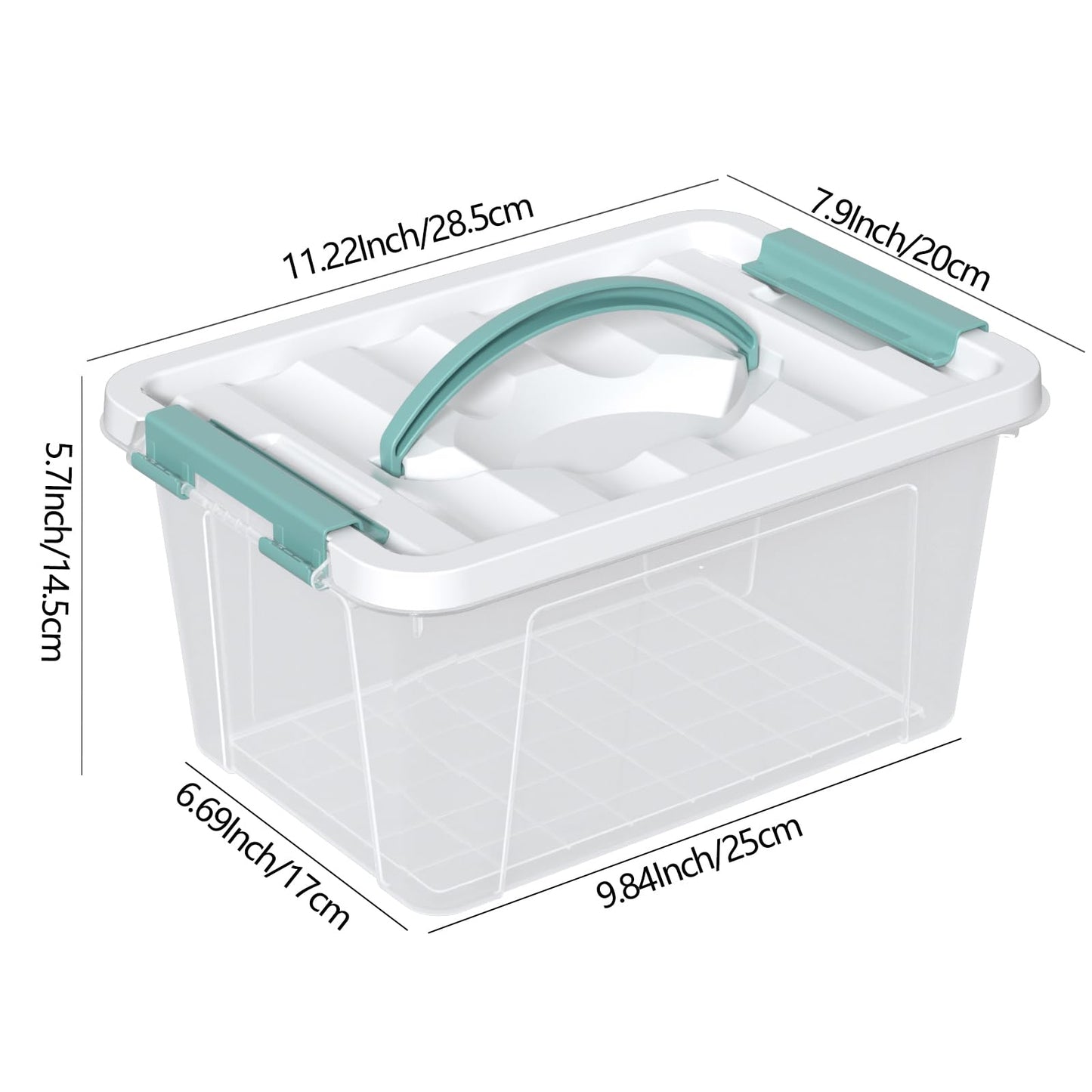 Ysmiltion 6 Litres Clear Plastic Storage Boxes with Lids, 6 Packs, Green