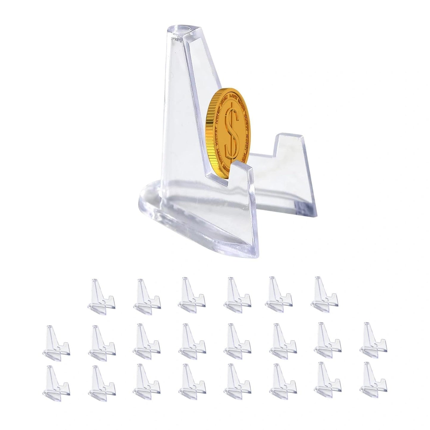 HAOXIZI 22 Pcs Card Display Stand, Coin Stand Mini Easel, Anti-Slip Clear Easel Stands, Coin Display, For Coins, Capsules, Phone, Medals, Cards