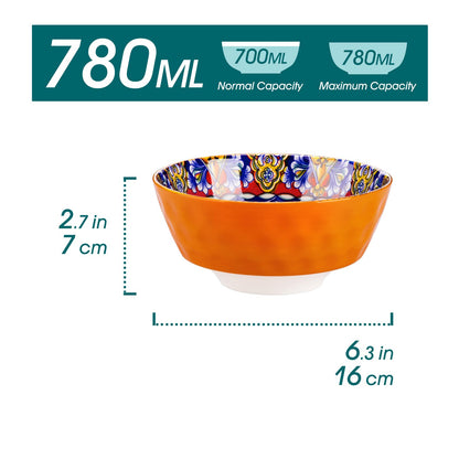 vancasso SIMI Cereal Bowls Set of 6, 26 oz Ceramic Soup Bowls, Dishwasher & Microwave Safe, Serving Bowls for Cereal, Soup, Oatmeal, Ice Cream, Salad,