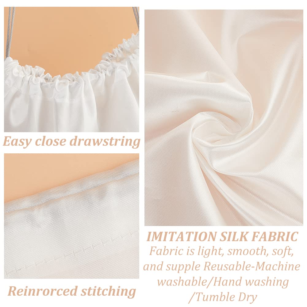 NBEADS 12 Pcs Drawstring Bag for Handbag, 40x51cm White Large Size Drawstring Storage Bags Big Imitation Silk Gift Jewelry Bags Travel Storage