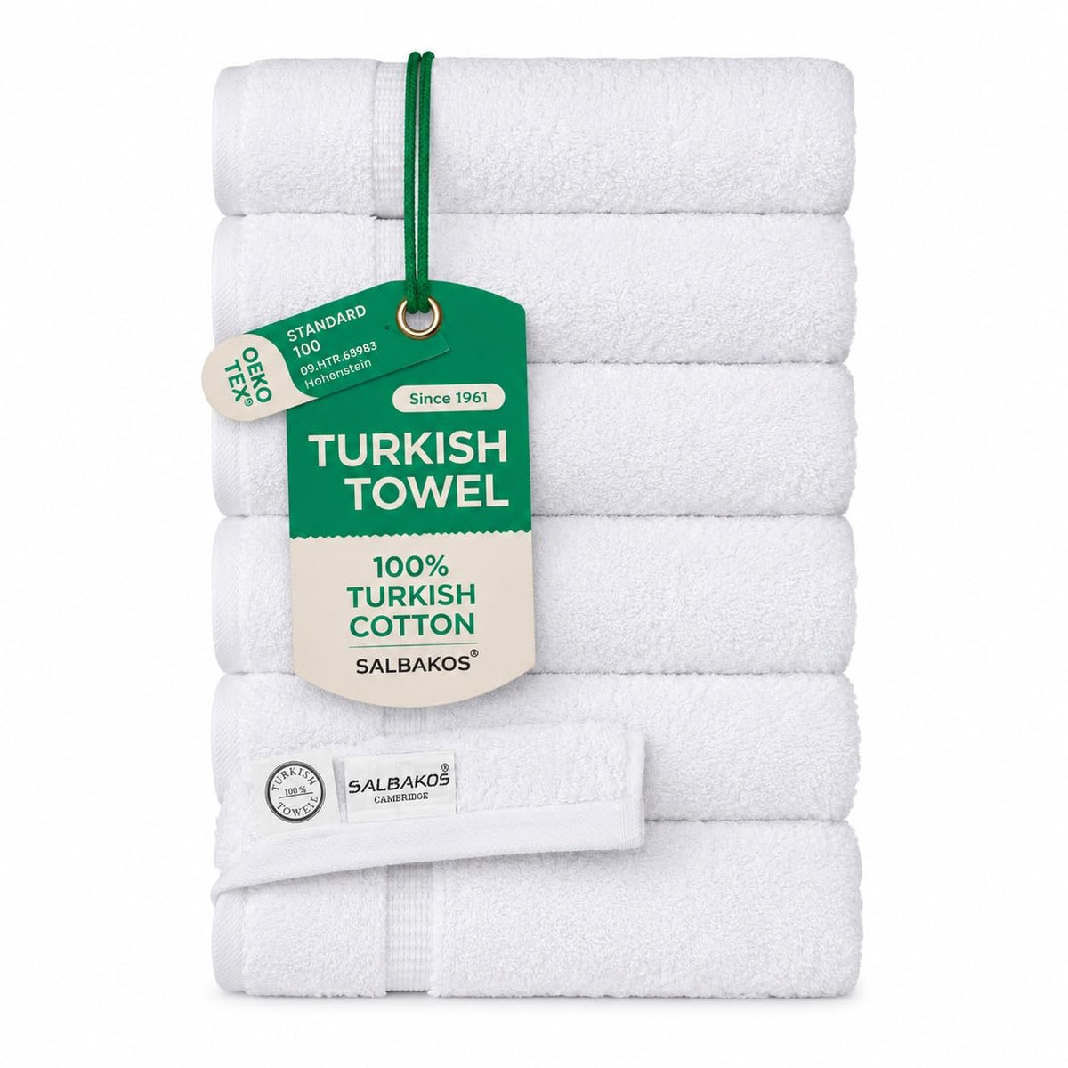 SALBAKOS Luxury Hotel and Spa Turkish Cotton Eco-Friendly Hand Towel Set Hand Towel 6 Pieces White