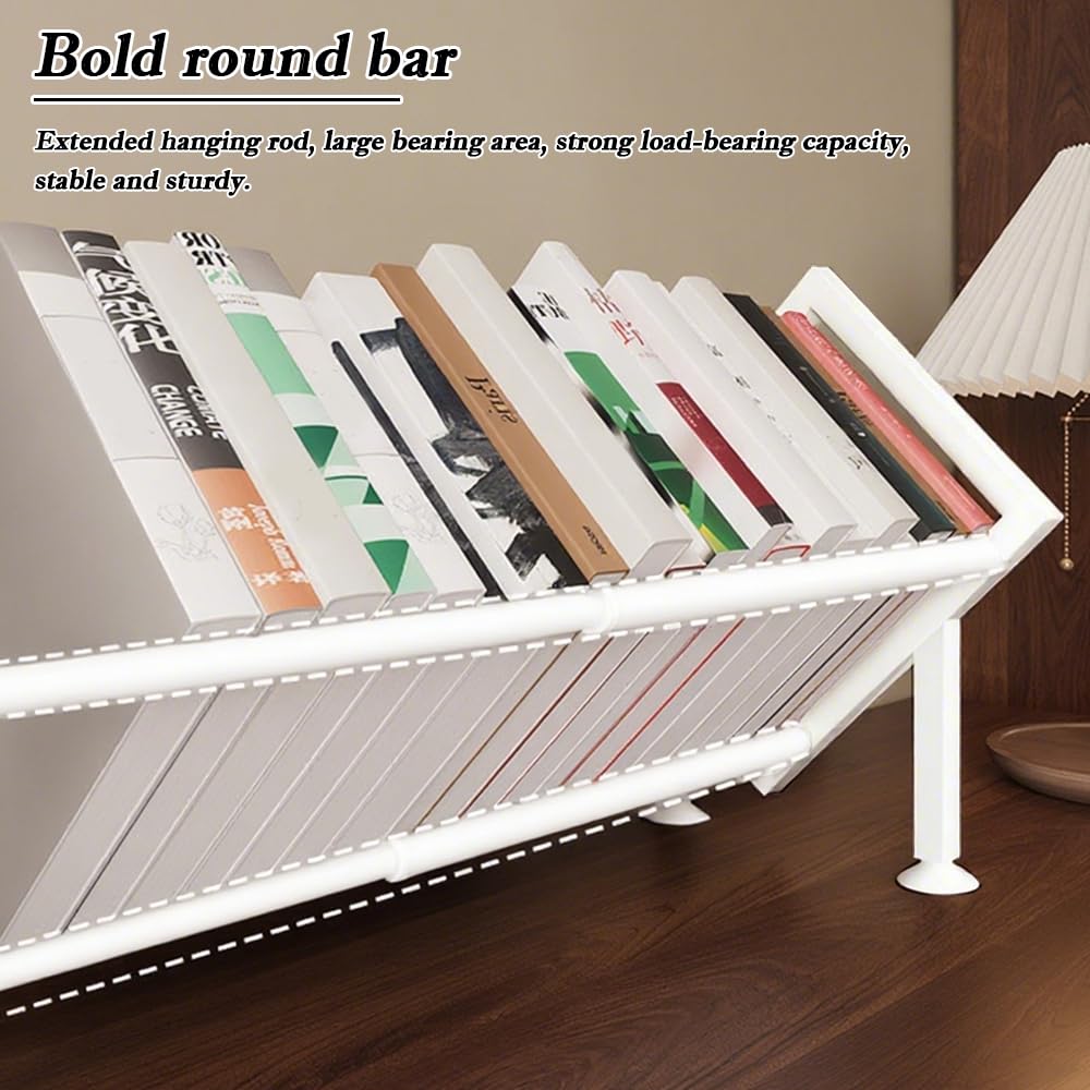 SINBINTA Expandable Bookcase Desktop Bookshelf Book Storage Organizer-White