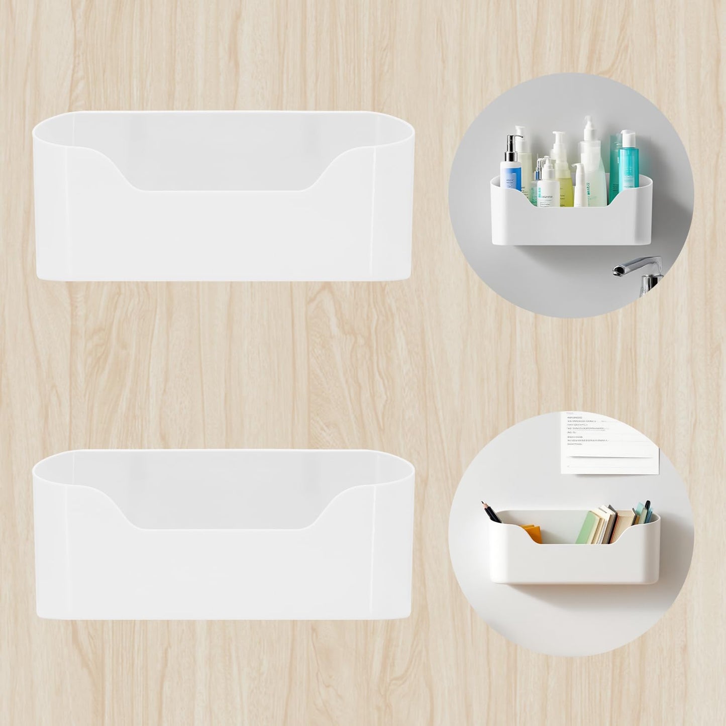 Seahelms 2 Pcs Kitchen Cabinet Door Storage Box, Self-Adhesive Wall Mounted Storage Box Space Saving Cabinet Door Organizer for Small Items, Bathroom