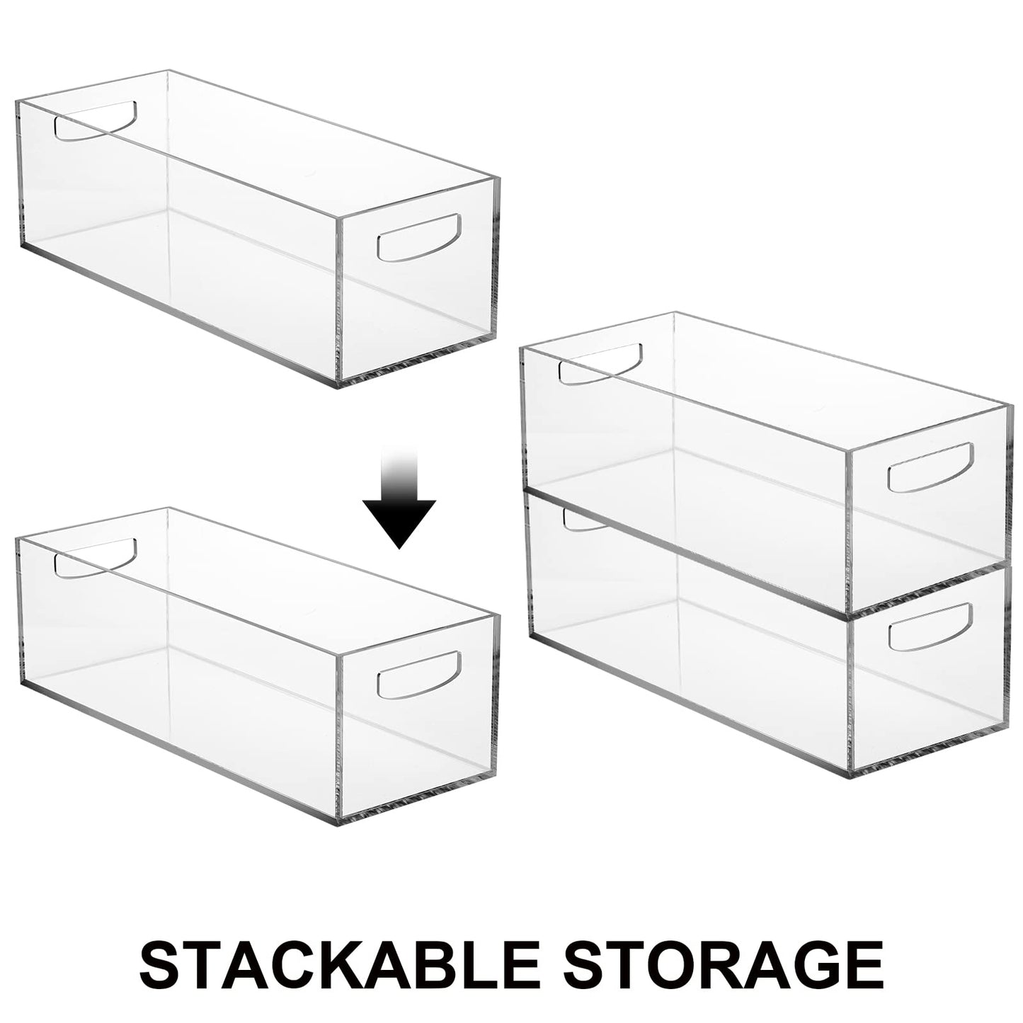 Frcctre 2 Pack Acrylic DVD/CD Storage Box, Clear DVD Holder Case with Handles Holds 27 pcs, Stackable Storage Container Shelf Organizer Bin for CDs