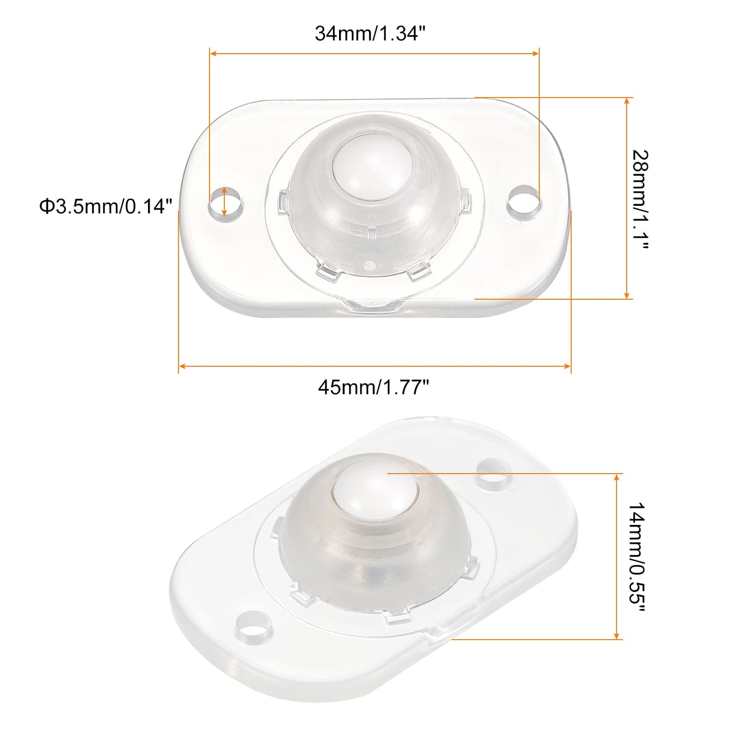 sourcing map Self Adhesive Caster Wheels, Mini Swivel Paste Universal Pulley for Bin Bottom, Trash Can, Electronic (Pack of 8 -Clear)