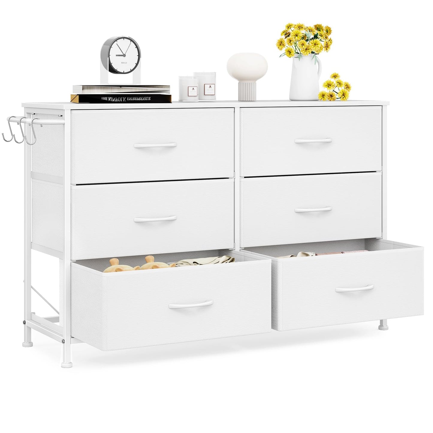 Modern Chest of Drawers 6-Drawer Storage Units Bedroom White(100x30x65cm)
