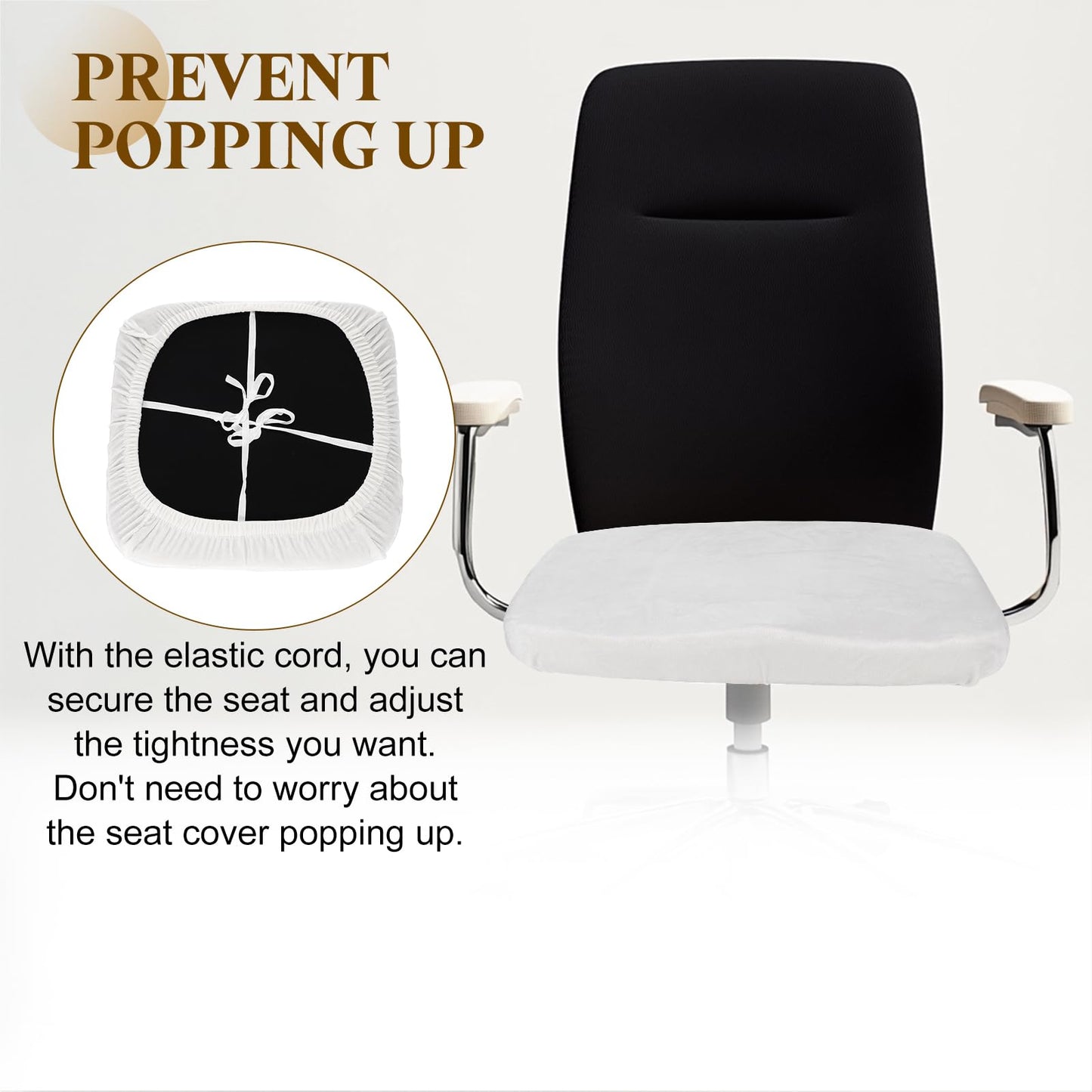 sourcing map Office Chair Cover, Stretchable Soft Rotating Chair Slipcover Washable Desk Computer Seat Cover Protector for Office Home, L(45-48cm)