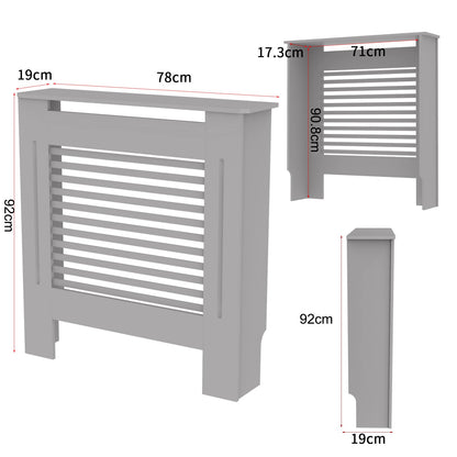 FATIVO High Radiator Cover Wood Cabinet: 92cm Height Grey Small Heater Covers Horizontal Slat Internal Heights 90cm Tall Radiator Shelf Thicken MDF