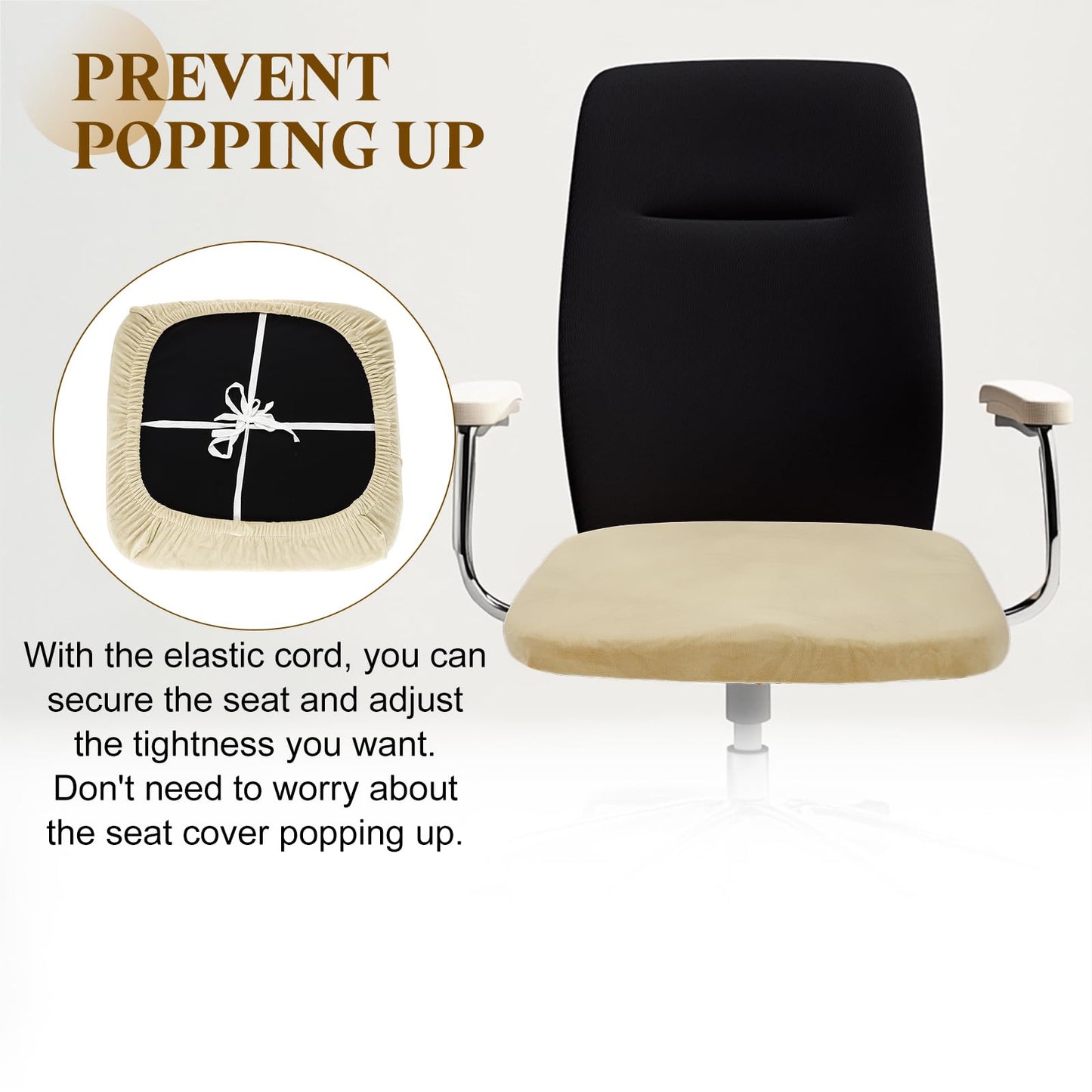 sourcing map Office Chair Cover, Stretchable Soft Rotating Chair Slipcover Washable Desk Computer Seat Cover Protector for Office Home, L(45-48cm)