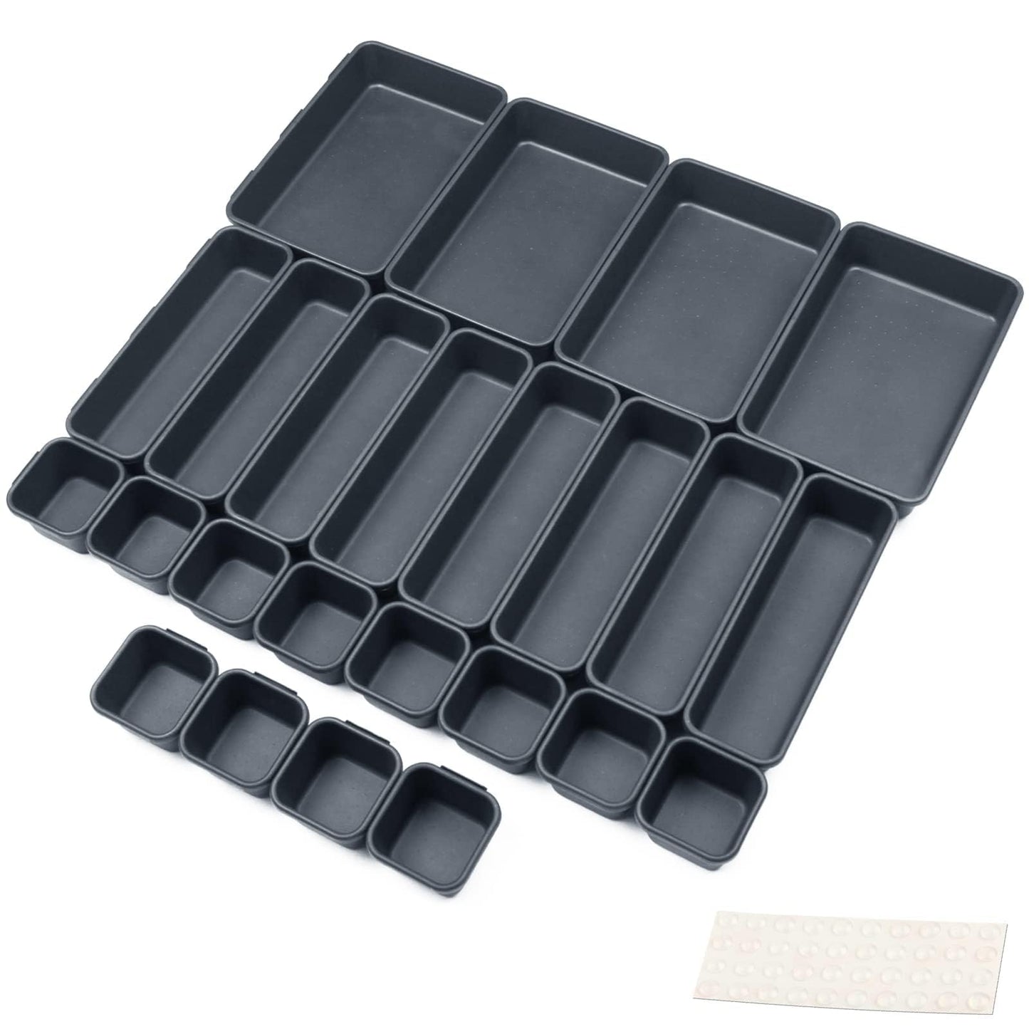Nuts OT nuts Desk Drawer Organiser Tidy Dividers 24Pcs Makeup Dividers 3 Sizes Plastic Trays for Storage for Dresser Cosmetics Office Stationery