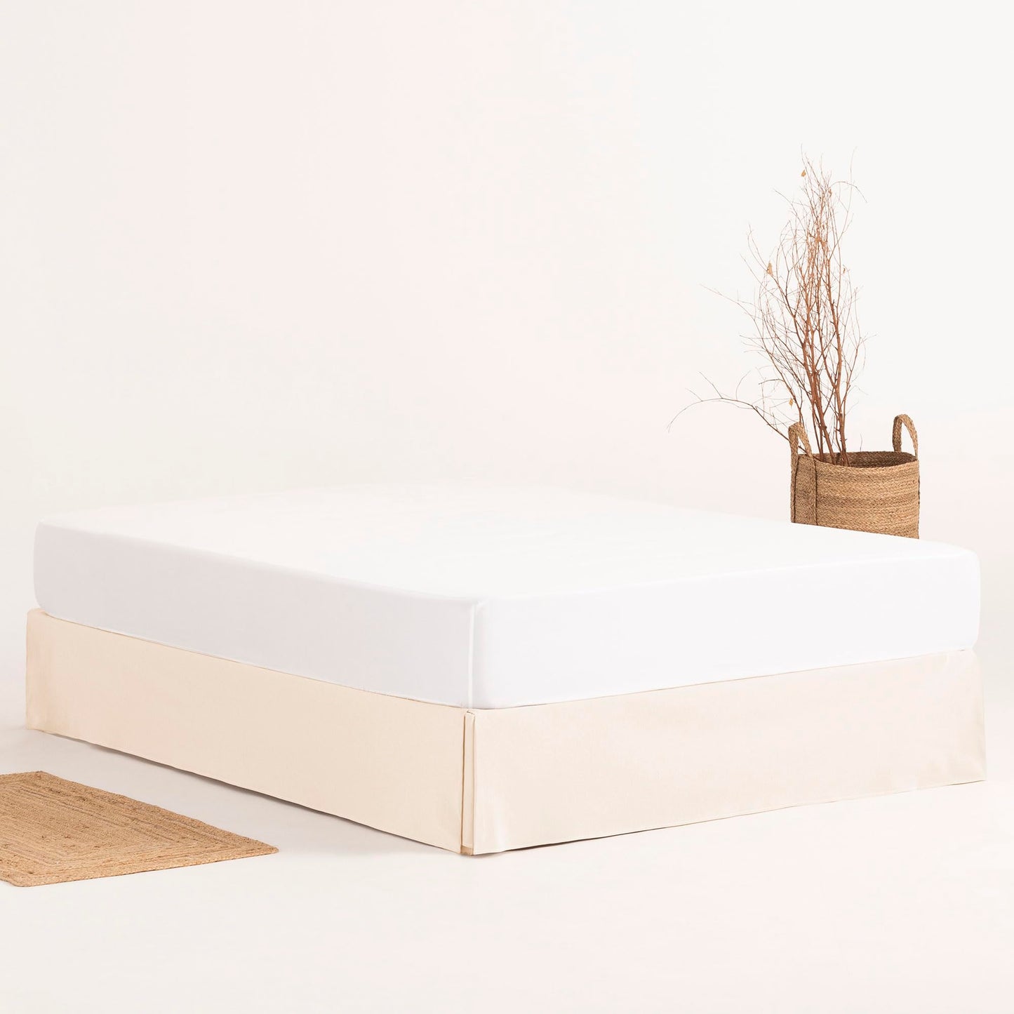 Box Spring Bed Cover 200 x 190/200 cm, Bed Base, 200 cm, Natural Colour