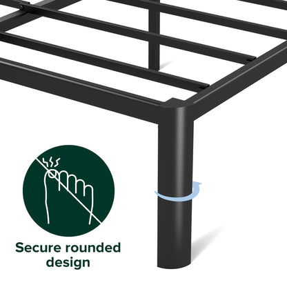 Zinus Van King size Bed frame - Bed 150x200 cm - 41 cm Height with Underbed Storage - Metal Platform Bed frame - Black