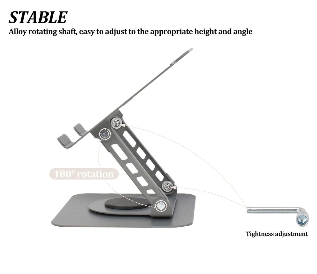 Fit4Less Laptop Stand Ergonomic Design, Adjustable Angel and Height, Foldable fits for laptops, notebooks up to 17.3 Inch Grey